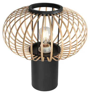 Image de Steinhauer - lampe de table - Bloeba - naturel noir - bambou métal - lampe de chevet - E27 - 4499ZW