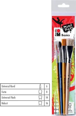 Produktbild von Marabu Pinselset Basics, Rundbürste, Flach, 1 Stück(e)