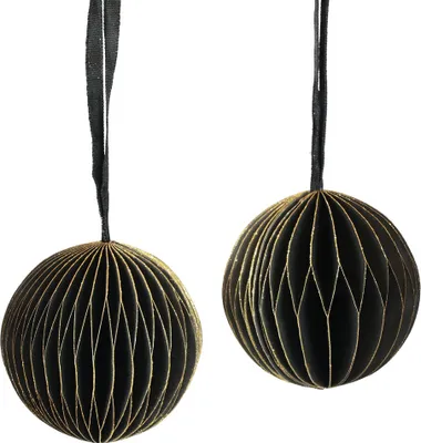Produktbild von Weihnachtliche Wabenbälle Schwarz-Gold Deko Ø7cm, 4 Stück