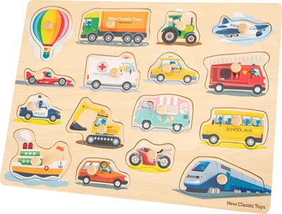 Produktbild von New Classic Toys Knoppuzzel - 16 stukjes - voertuigen