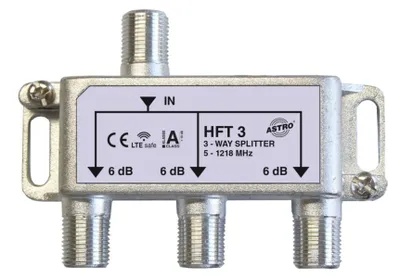 Obrázok produktu pre Astro HFT 3, Rozbočovač, 5 - 1218 MHz, Strieborná, Samica, 5,5 dB, 1 kusov