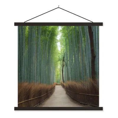 Produktbild von MuchoWow® Textilposter Bambus - Weg - Wald 40x40 cm mit schwarzem Rahmen - Fotos