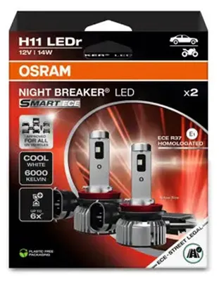 Obrázok produktu pre Osram H11 Led Night Breaker Smart Ece 6000K 14W 12V Visecajúca Skládaná Krabička X2 Ks