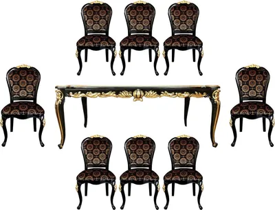Produktbild von Pompöös by Casa Padrino Barock Luxus Esszimmer Set Krone - Pompööser Barock Esstisch mit Glasplatte und 8 Stühlen designed by Harald Glööckler - Esszimmer Möbel im Barockstil