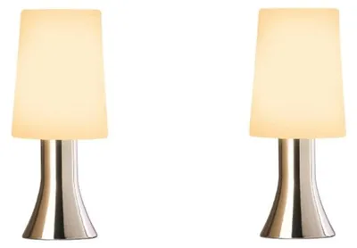 Produktbild von 2 x Moderne Nachttischleuchte Tischleuchte Jannis mit Touch Dimmer Tischlampe nickel