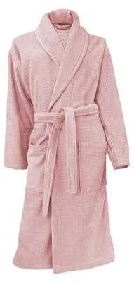 Imagen del producto de Bata de rizo de algodón, color rosa claro, manga larga