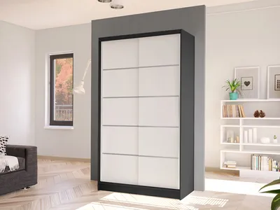 Obrázek produktu pro Úzká šatní skříň 100 cm VILMEA 2 - černá / bílá