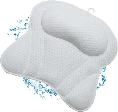 Produktbild von Penelife Badewannenkissen mit 6 Saugnäpfen - Ergonomisches Badekissen mit 4D Luftmaschen Technologie - Nackenkissen für eine optimale Entspannung - Badewannen Kissen weiß
