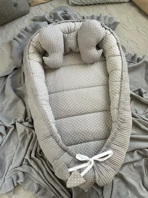 Produktbild von Waffelpique GRAU/ Mini PUNKTE Grau Babynestchen Unterlage 2 Tlg SET Babynest Wicleklunterlage Reisebett Babydecke Babyausstattung 2 Seitig PREMIUM