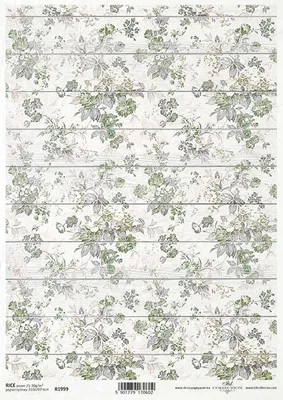 Produktbild von ITD Reispapier Decoupage Bastelpapier, R1999 Tapetenmotiv, Blumen in Grüntönen in den Brettern