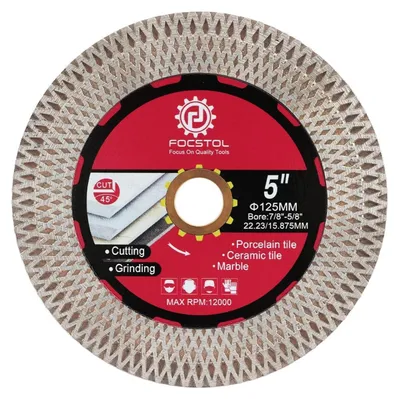 Image de Disque de tronçonnage diamanté 125 mm x 22,23 mm, pour découper et poncer des carreaux, du marbre et du granit