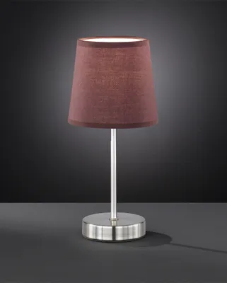 Produktbild von LED Nachttischleuchte Lampenschirm Stoff rund in Hellbraun Ø14cm für Wohnzimmer