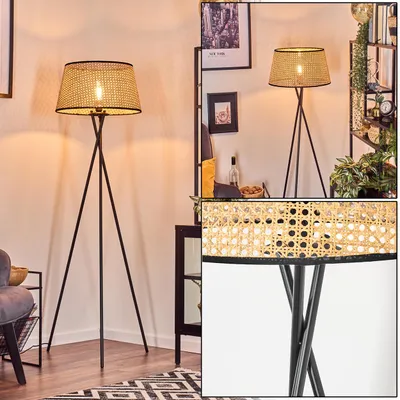 Produktbild von Casalina Stehlampe aus Metall/Rattan in Schwarz/Naturfarben