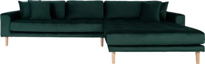 Image de House Collection Canapé d'angle en velours Milo Lounge Canapé droit Vert foncé