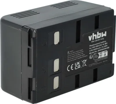 Produktbild von vhbw Akku kompatibel mit Panasonic NV-R50E, NV-RX11EG, NV-R65E, NV-RX22EG, NV-R500EW, NV-RX1EG Videokamera Camcorder (4000 mAh, 4,8 V, NiMH)