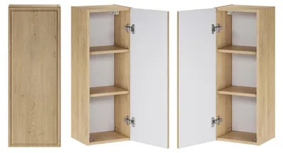 Produktbild von Badezimmer Hängeschrank mit 30 cm Breite in Eiche, 1 Tür mit Rahmenfräsung, wandhängend - TEMUCO-56-CREMONA