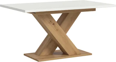 Produktbild von Esstisch ausziehbar Artisan/Weiß, X-Fußgestell, 150-190 cm