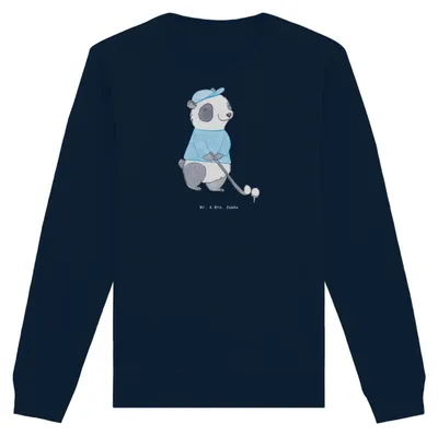 Produktbild von Mr. & Mrs. Panda Baumwoll Pullover Panda Golfen Größe S - French Navy - Geschenk, Golf spielen, Sweater, Golfturnier, Golfplatz, Sweatshirt, Verein, Bio, Pulli