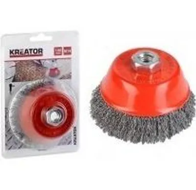 Zdjęcie produktu dla Szczotka stalowa KREATOR do szlifierek uchwyt M14 - Szczotka tarczowa ø 100 mm - Szczotka tarczowa stalowa ø 100 mm