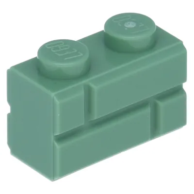 Zdjęcie produktu dla LEGO: 100 sztuk profilowanych klocków ściennych 1x2 w kolorze piaskowo-zielonym