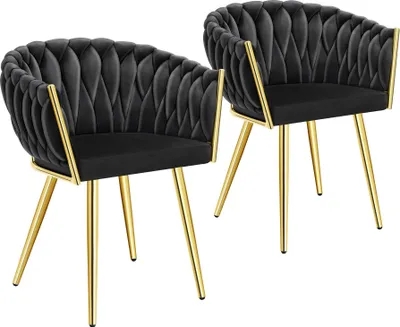 Produktbild von tectake® Set Esszimmerstuhl Astano gepolstert, mit Samtbezug, Knotendesign 60,5 x 55 x 75 cm