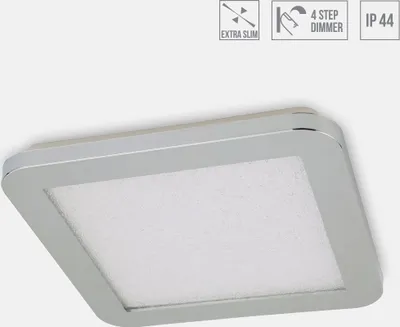 Productafbeelding van LED-plafondlamp MADRAS, 24W, 4000K, IP44, chroom/kristaleffect, lengte: 400, breedte: 25, hoogte: 400