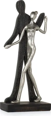 Image de Moritz Sculpture Couple de danseurs et danseuse Bois de mangue Décoration en aluminium pour de nombreuses occasions