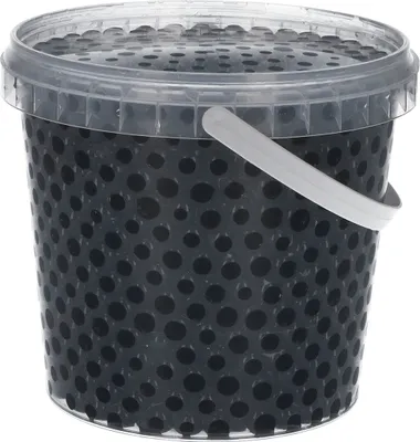 Produktbild von trendfinding 1 Liter Eimer Aqualinos Hydroperlen, Größe 0,8 bis 1,2 cm, Schwarz