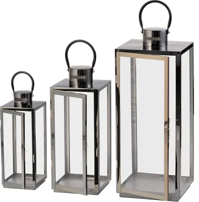 Produktbild von SEVICO Laterne Gartenlaterne Metall XXL 3tlg. Windlicht Laterne Kerzenhalter Kerzenleuchter Kerzenständerr für Outdoor Wohnzimmer Garten Balkon F366