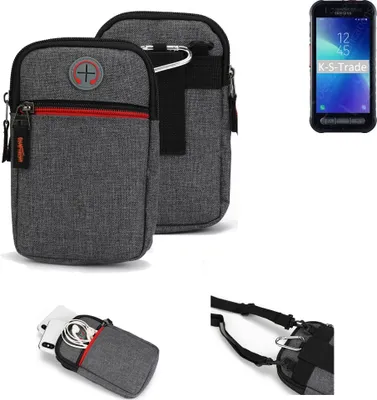 Produktbild von K-S-Trade Holster Gürteltasche kompatibel mit Samsung Galaxy XCover FieldPro Handy Tasche Schutz Hülle grau Zusatzfächer 1x