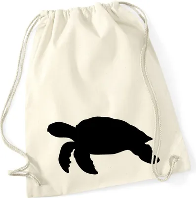 Produktbild von Huuraa Turnbeutel Schildkröte Silhouette 12 Liter Natural Baumwolle Rucksack Geschenkidee