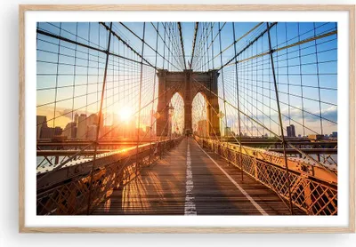 Produktbild von Gerahmtes Poster - Rahmen in heller Eiche - New York Brücke - 91,5x61 cm - Wand Bild - Wanddeko - Wandbilder - Kunstposter - Wandposter - Bilderrahmen - Bilder - Kunstdruck - Wandbild P2NAA91x61-3707