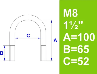 Produktbild von Bügelschraube galvanisch verzinkt, 1 1/2" (48,3 mm)...52 mm