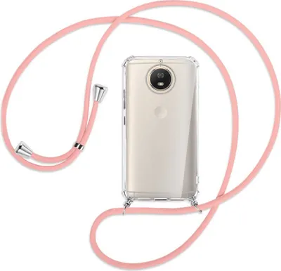 Produktbild von Handykette Backcover-Schutzhülle mit Band (Metall silberfarben) für Motorola Moto G5S - rosa