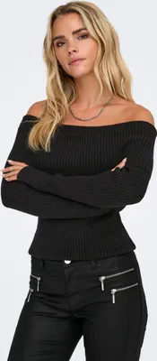 Image de Pull en maille douce à manches longues et épaules apparentes. | S