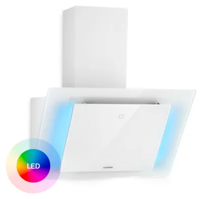 Obrázek produktu pro Klarstein Eleonora - šikmá digestoř, EEK A+++, průtok odsávaného vzduchu: 424 m³/h, dotykové ovládání, atmosférické RGB osvětlení, 60 dB, recirkulace a odsávání vzduchu, LED osvětlení, tukový filtr, 60 cm, bílá