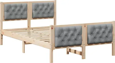 Productafbeelding van vidaXL Bedframe, lichtgrijs, 135 x 190 cm, massief dennenhout