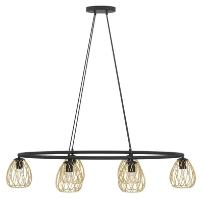 Produktbild von EGLO Hängelampe Jazminia 1, Pendelleuchte Esstisch, Deckenlampe hängend, Stahl in schwarz, messing, E27 Fassung, L 116 cm