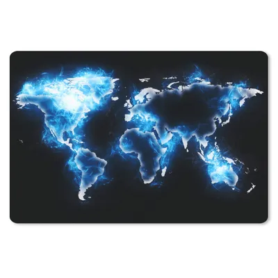 Produktbild von MuchoWow® Schreibtischunterlage Weltkarte - Blau - Schwarz 60x40 cm - XXL Mauspad - Großes Mauspad