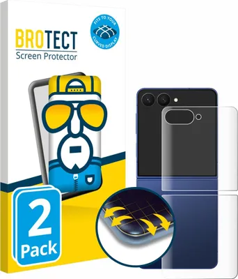 Produktbild von 2x BROTECT Fullscreen Schutzfolie für Samsung Galaxy Z Flip 7 (Rückseite) Displayschutz Folie Fullcover Klar Transparent