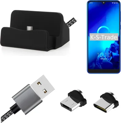 Produktbild von K-S-Trade Hochwertige Docking Station Ladestation Synch-Station Tischständer Ladegerät Ladeständer kompatibel mit Alcatel 3 (2019)