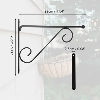 Produktbild von 2 Stück Pflanzenaufhänger mit Schrauben, 29 cm Eisenhängehalter, Schwarz