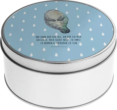 Produktbild von Mr. & Mrs. Panda Blechdose Seekuh Happy - Blau Pastell - Geschenk, zuckerdose, keksdosen, Respekt, Liebeskummer, Vorratsdosen, Urlaub, Freundin, Achtsamkeit, Dose