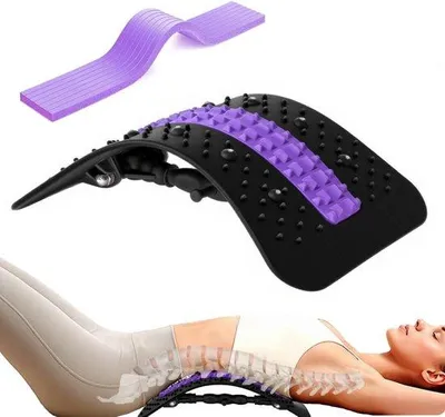 Produktbild von Massage-Trainings-System mit Massagepunkten - Verstellbarer Rücken-Stretcher - Rücken-Stretcher für Hernien - Scoliose und Ischias (Schwarz)