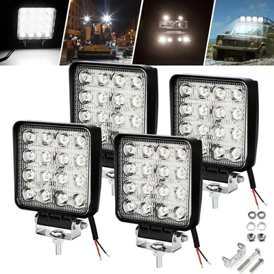 Obrázek produktu pro Yakimz LED pracovní světlo 48W LED světlomet obdélník IP67 Vodotěsné 12V 24V pro nákladní vozidla, offroad, SUV, ATV, couvací světlo traktoru 4 kusy
