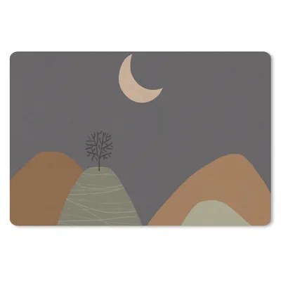 Produktbild von MuchoWow® Mauspad Mousepad Berg - Baum - Mond - Pastell 27x18 cm - Mousepads - Maus Mat - Pad - Mausunterlage - Büroartikel - Desk Matten