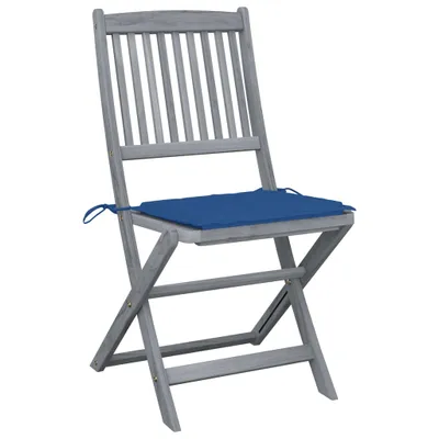 Produktbild von VidaXL 3064573, Terrasse, Gepolsterter Sitz, Akazienholz, Blau, Polyester, 485 mm