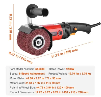 Productafbeelding van Polijstmachine - Poetsmachine - Polijstschijven - Burnishing - Elektrische Oppervlaktebehandeling - 1200W