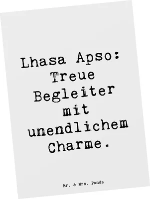 Produktbild von Mr. & Mrs. Panda Grußkarte Spruch Lhasa Apso Treue Begleiter - Weiß - Geschenk, Ansichtskarten, Kunstkarten, Hunderasse, Hunderassen Vielfalt, Familienhund, loyale Art