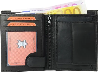 Image de Porte-monnaie combiné en cuir nappa noir env. 9,5 x 11,5 x 2,0 cm